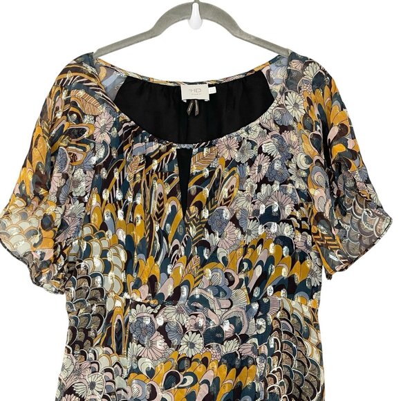 Anthropologie HD In Paris Peacock Prisma Kimono Blouse‎ Top 10 Metallic Boho - Picture 3 of 6